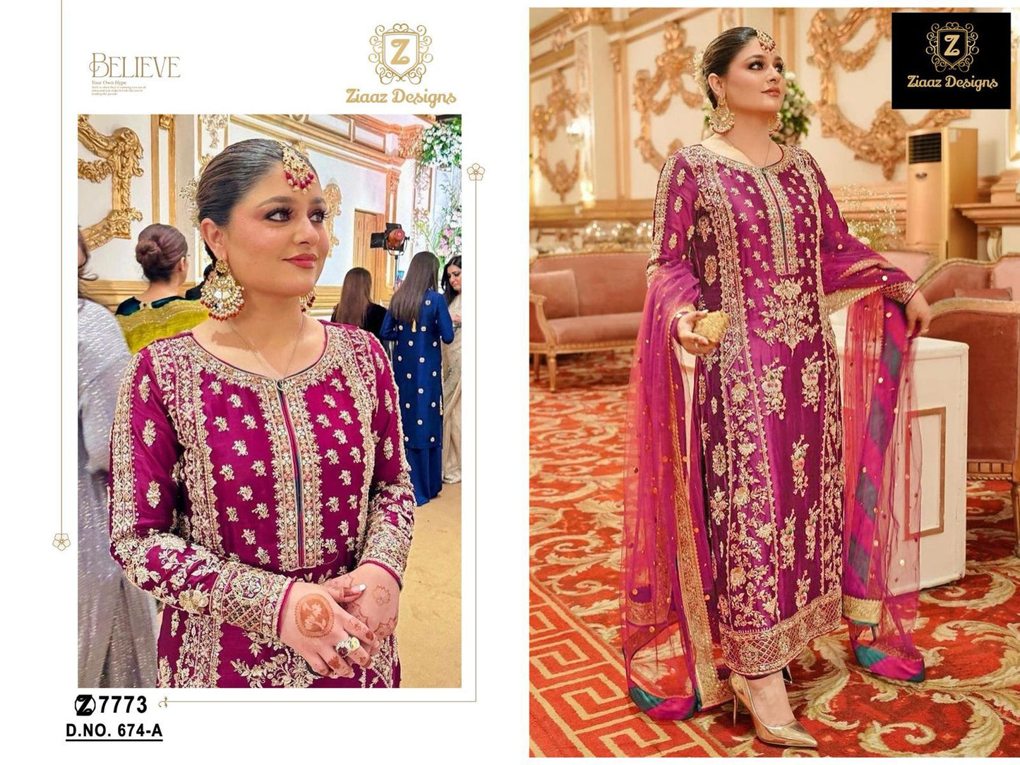 674A Ziaaz Designs Embroidery Velvet Suits