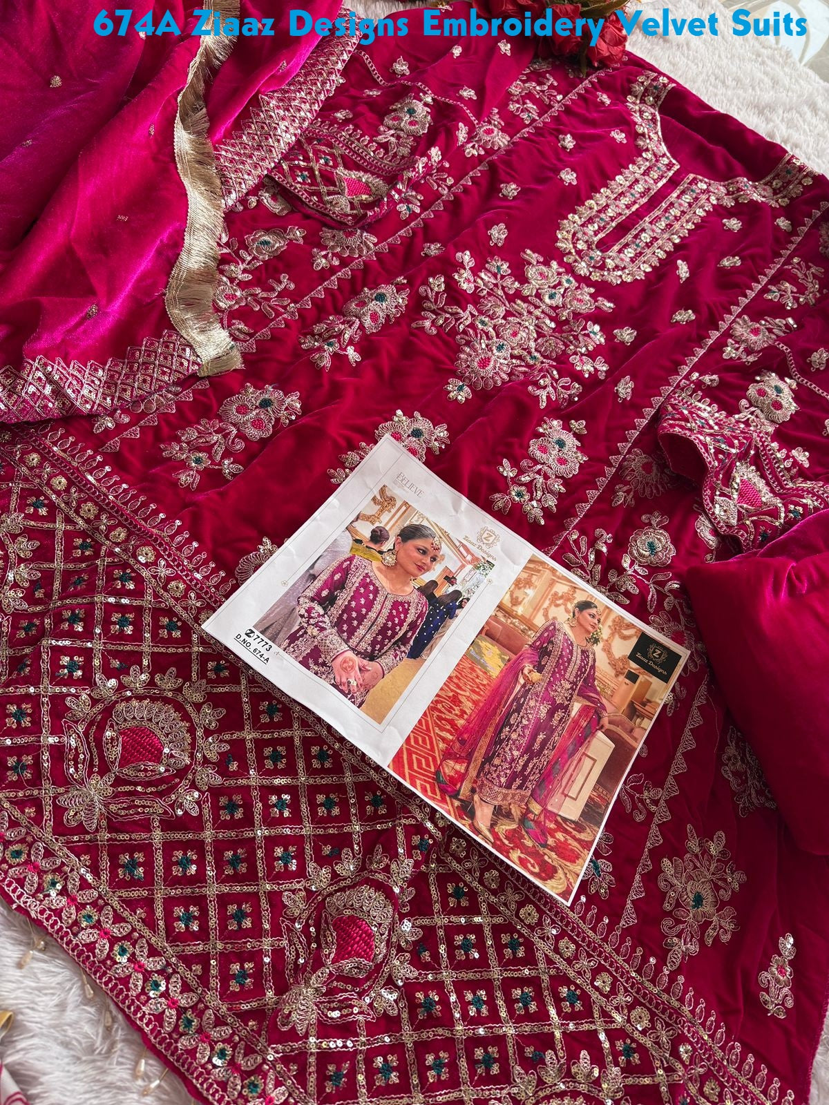 674A Ziaaz Designs Embroidery Velvet Suits