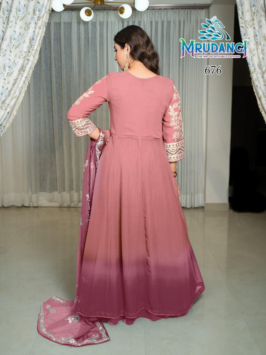 676 Pari Mrudangi Georgette Croptop Skirt Set