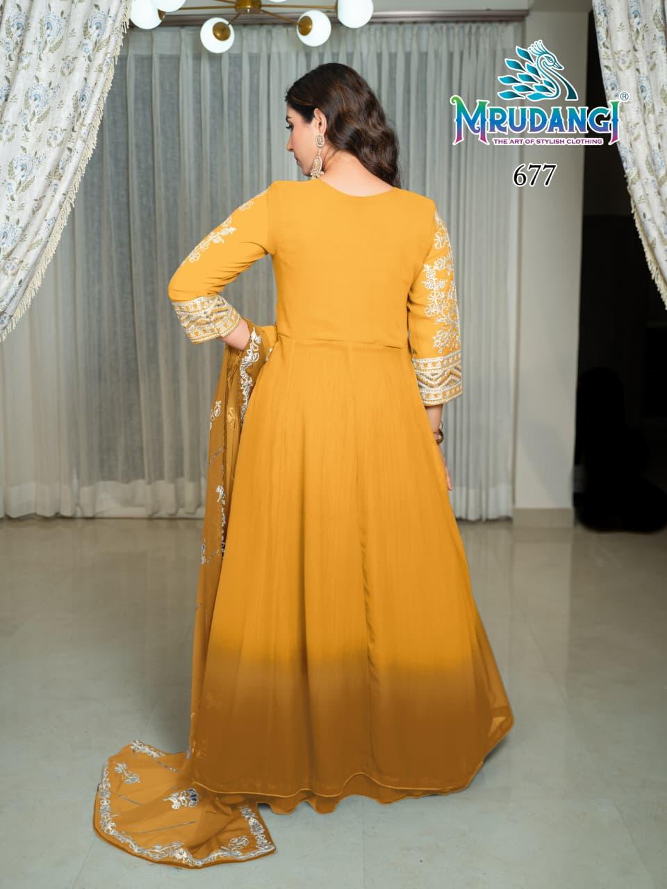 677 Pari Mrudangi Georgette Croptop Skirt Set