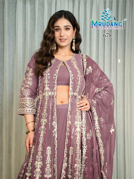 678 Pari Mrudangi Georgette Croptop Skirt Set