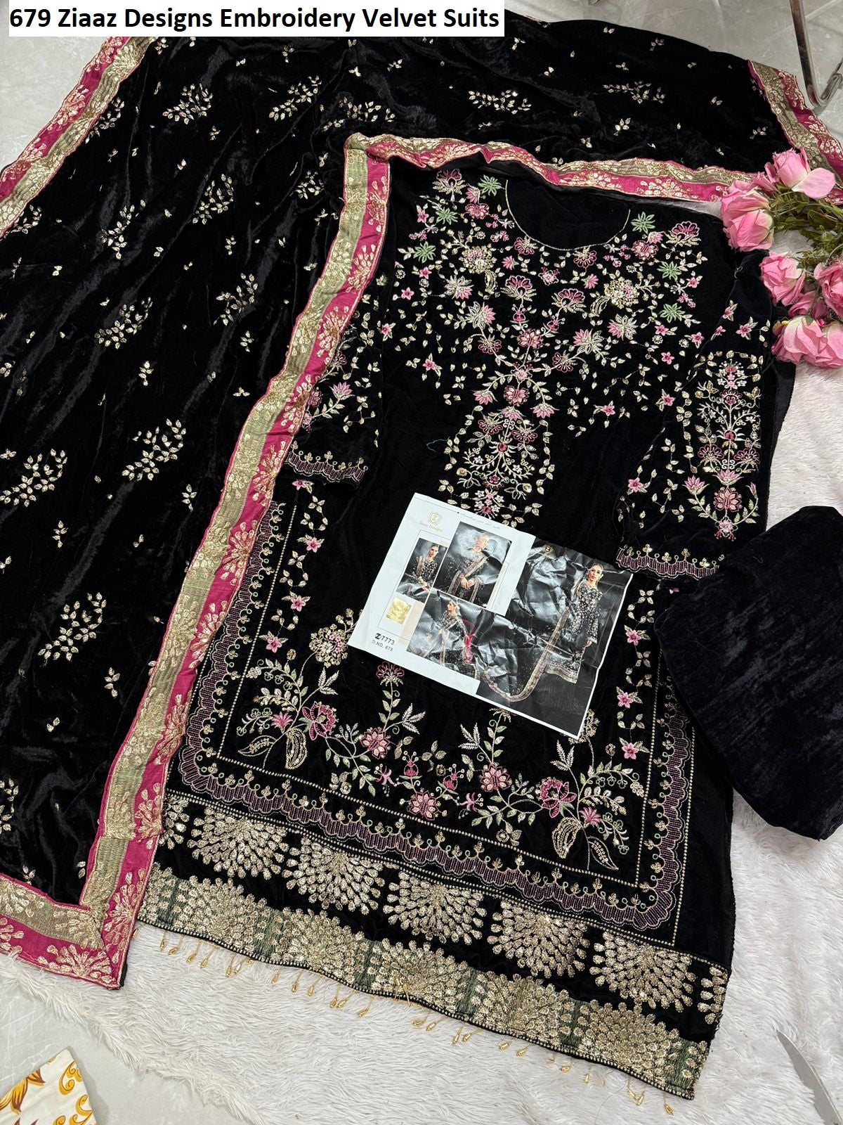 679 Ziaaz Designs Embroidery Velvet Suits