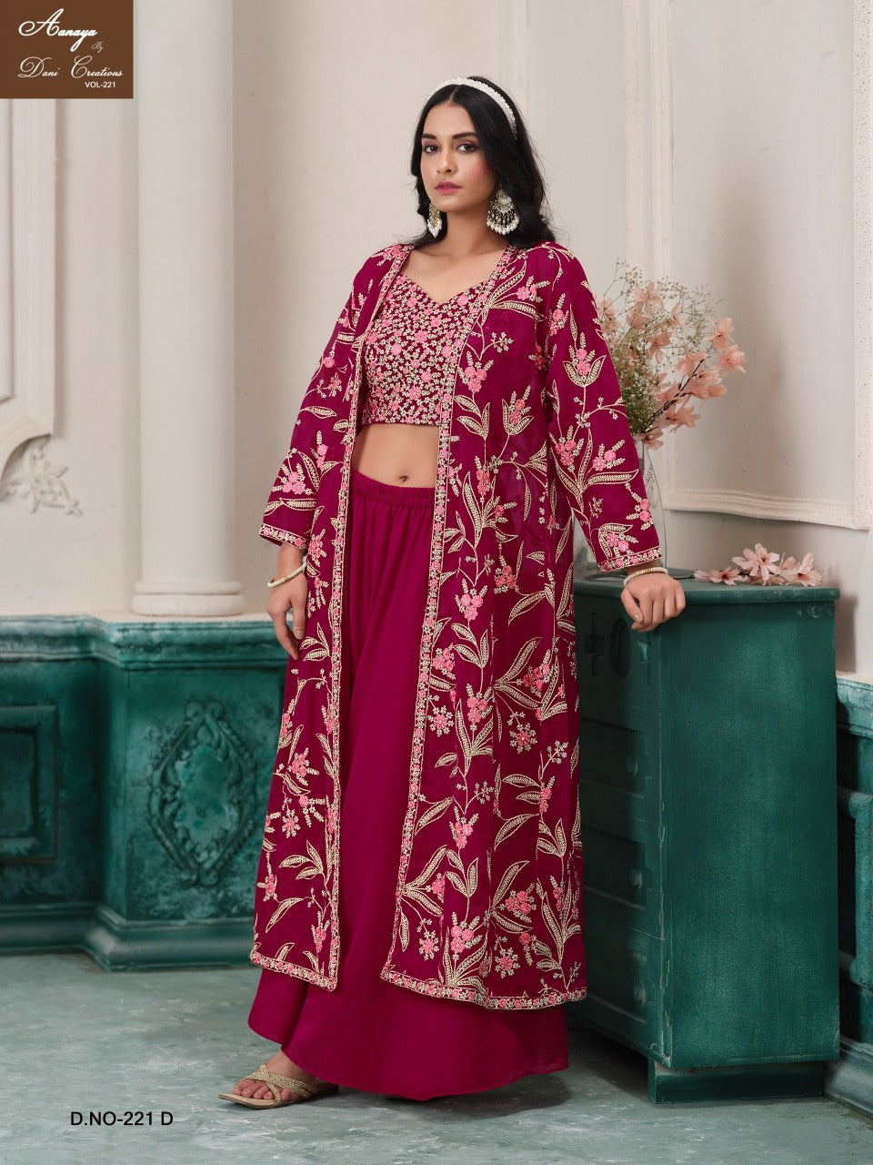 221D Aanaya Vol 221 Dani Creation Shrug Crop Top Plazzo Set