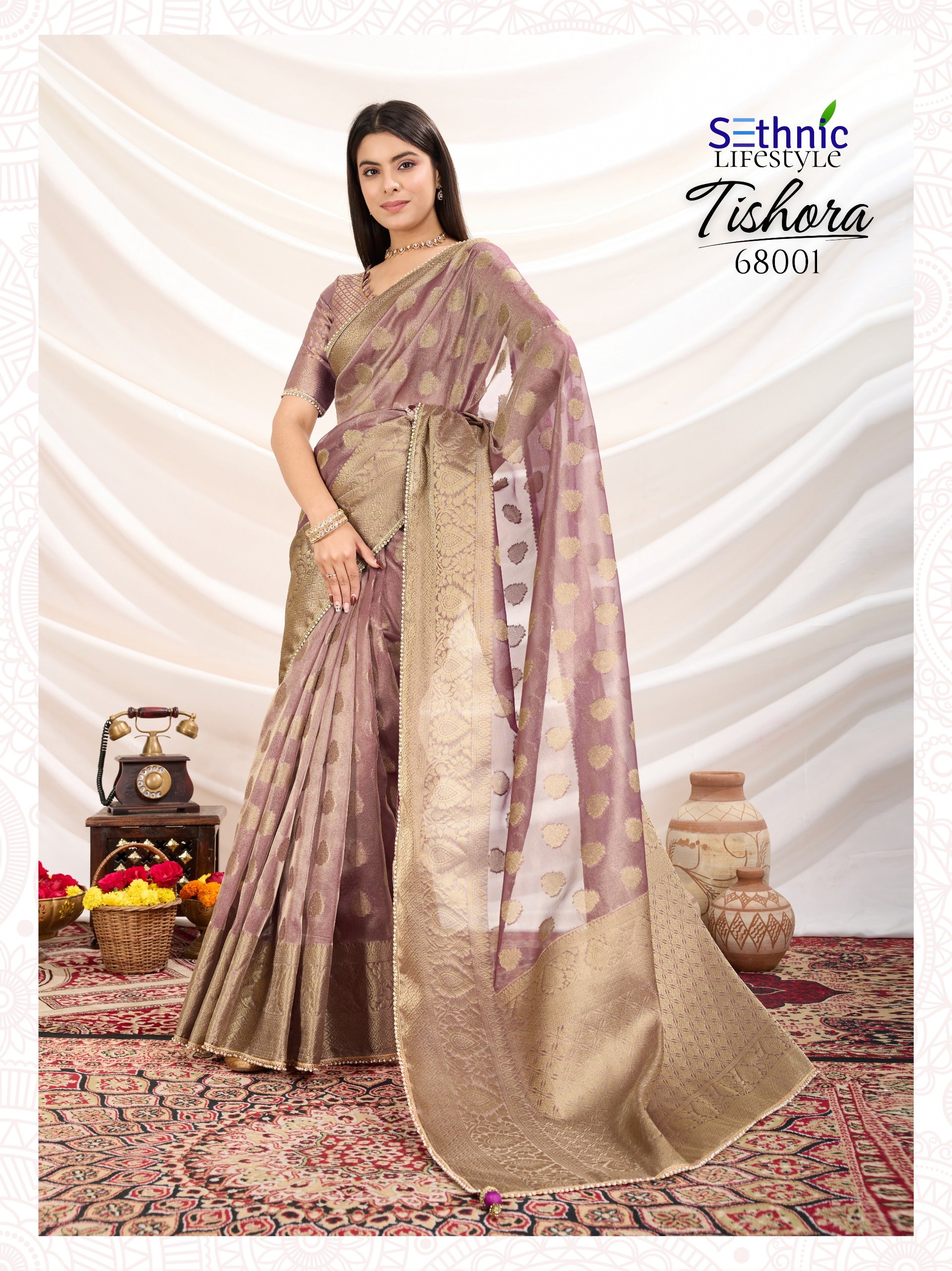 68001 Tishora Sethnic Tissue Silk Sarees
