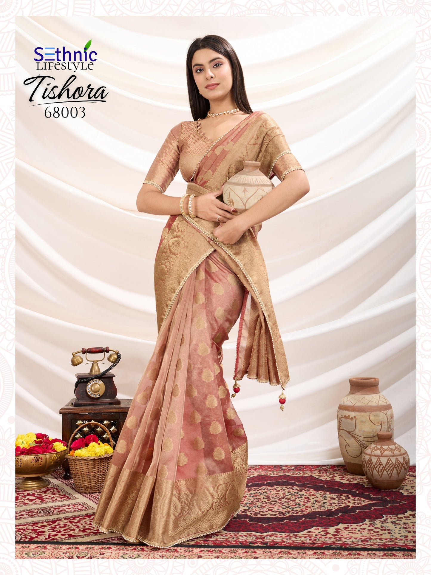 68003 Tishora Sethnic Tissue Silk Sarees