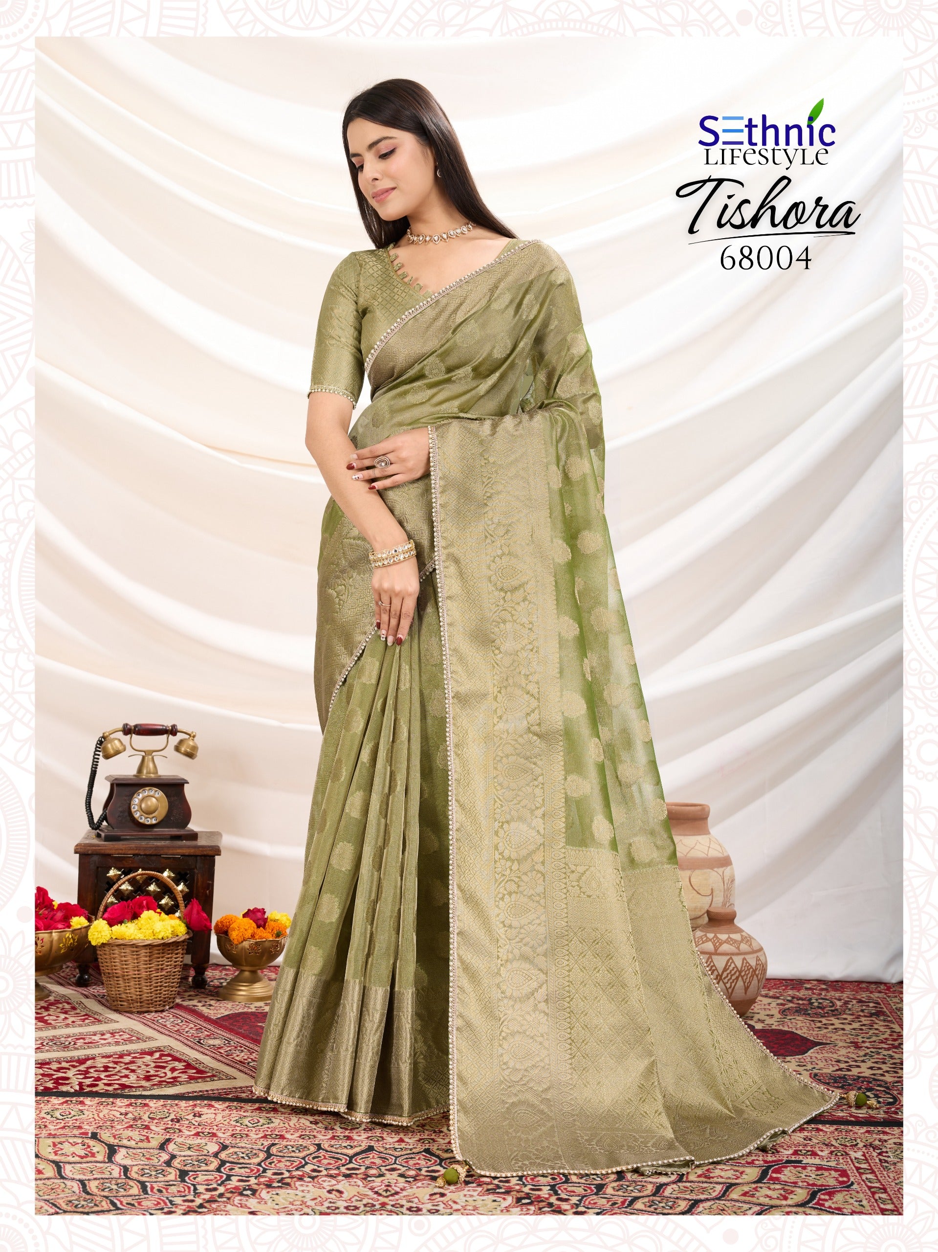 68004 Tishora Sethnic Tissue Silk Sarees