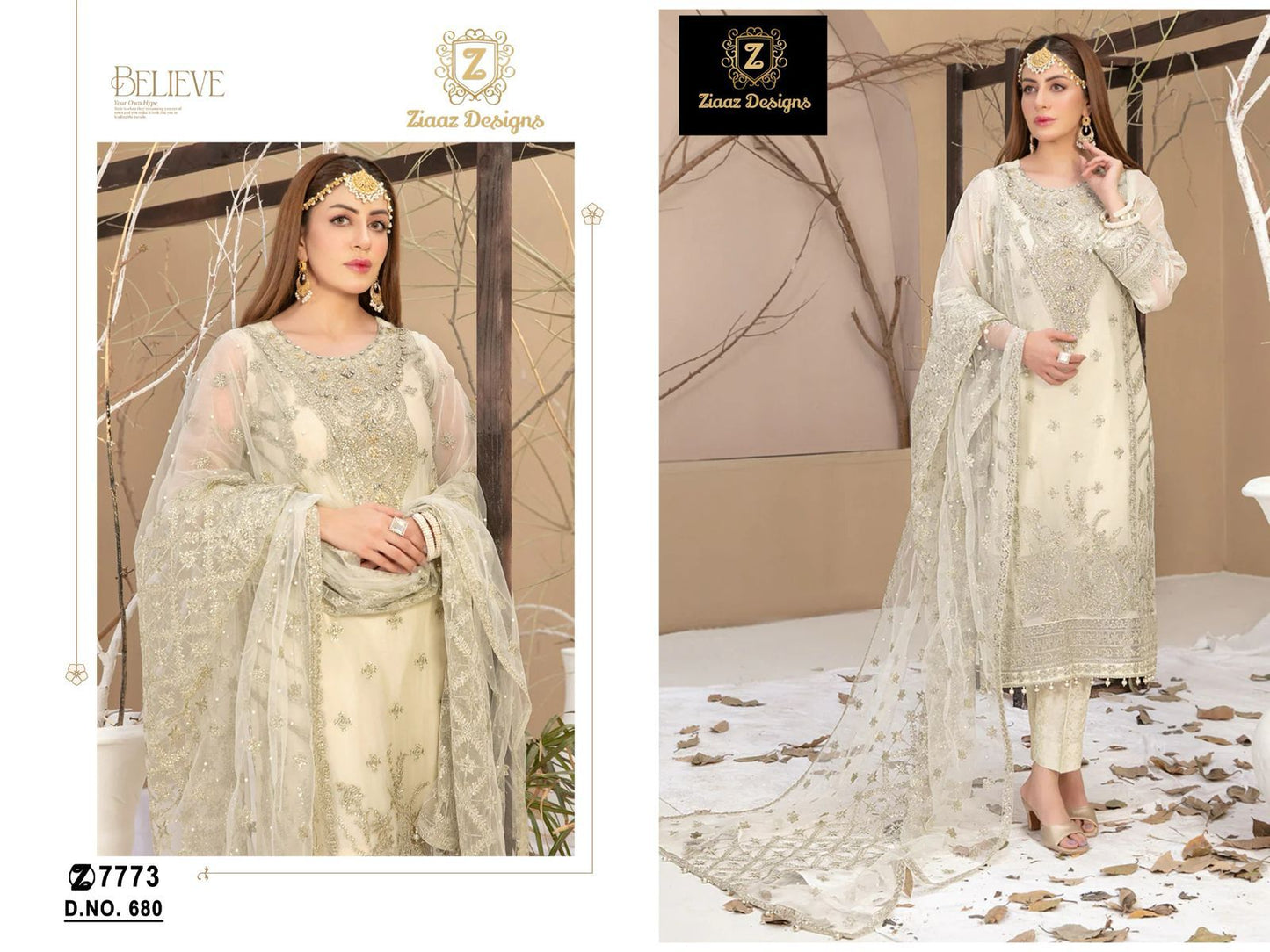 680 Ziaaz Designs Handwork Pakistani Salwar Suits