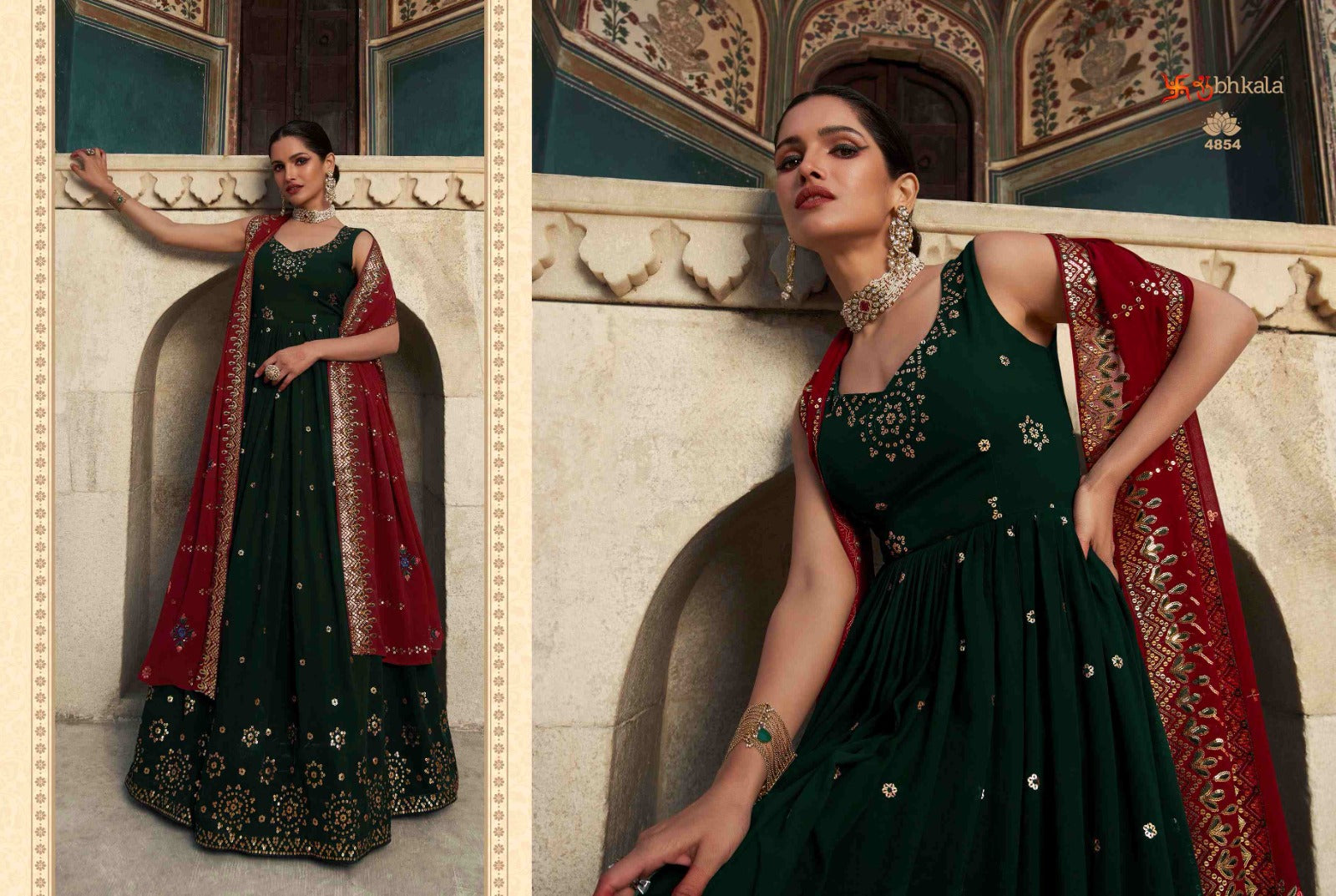 4854 Flory Vol 29 Shubhkala Gown Dupatta Set