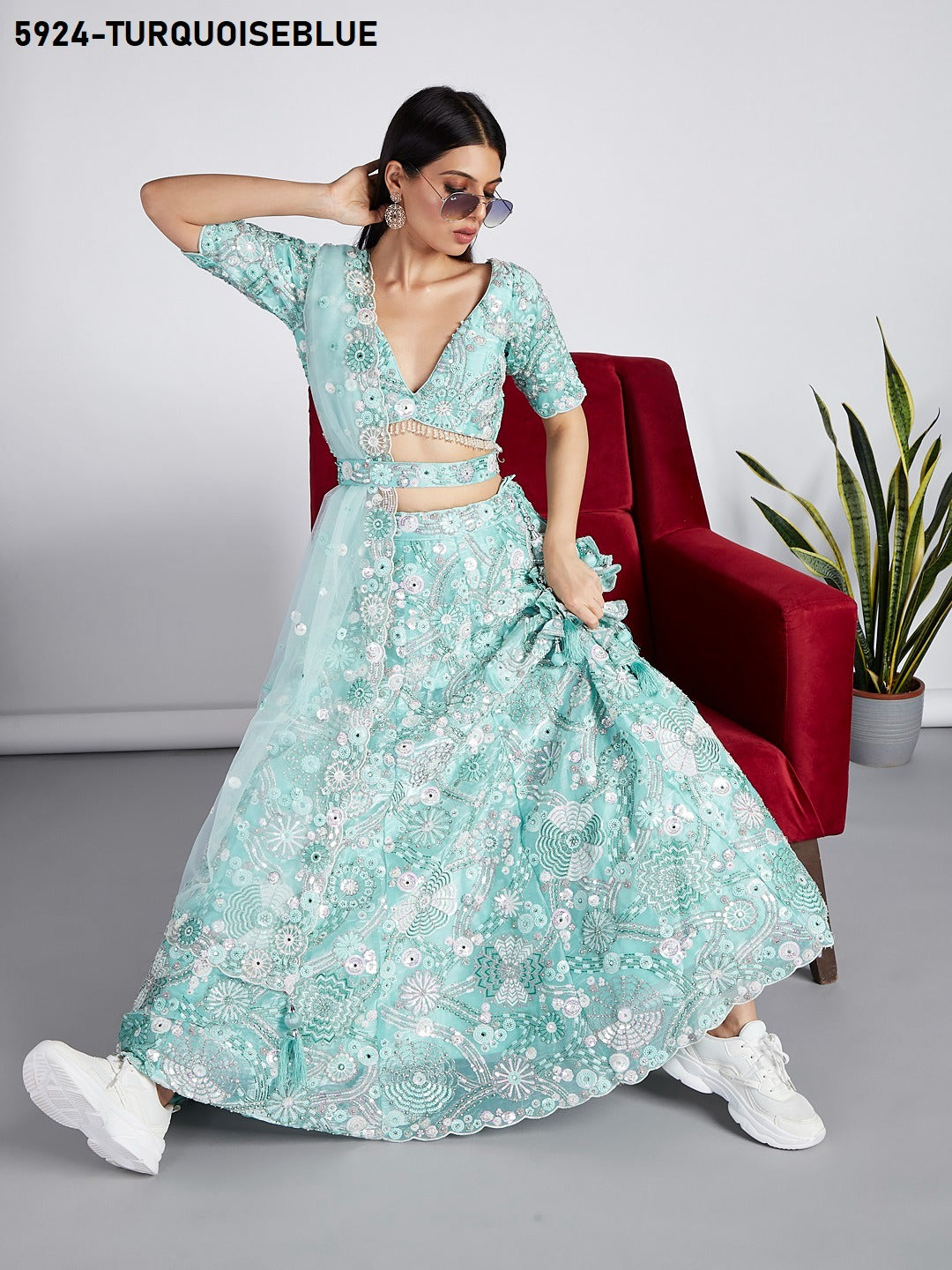 5924 Turquoiseblue Pf Lehenga Choli