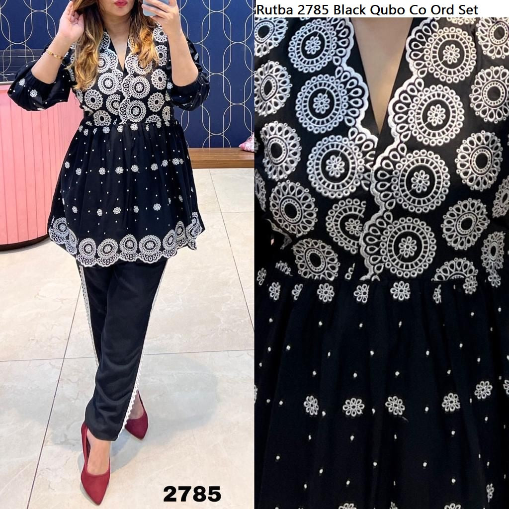 Rutba 2785 Black Qubo Co Ord Set