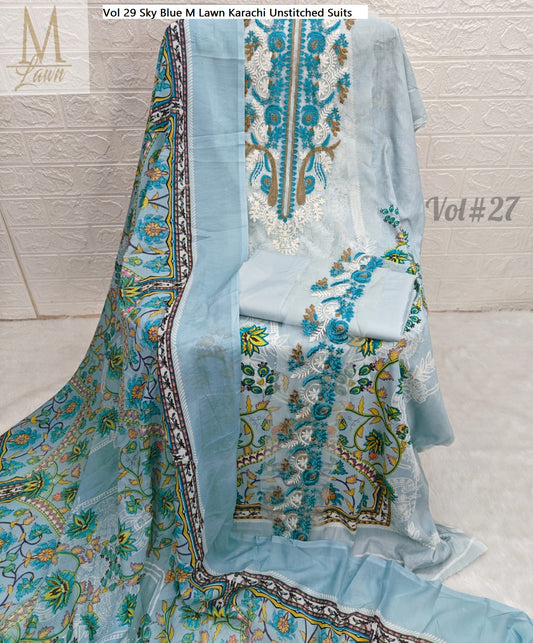 Vol 29 Sky Blue M Lawn Karachi Unstitched Suits