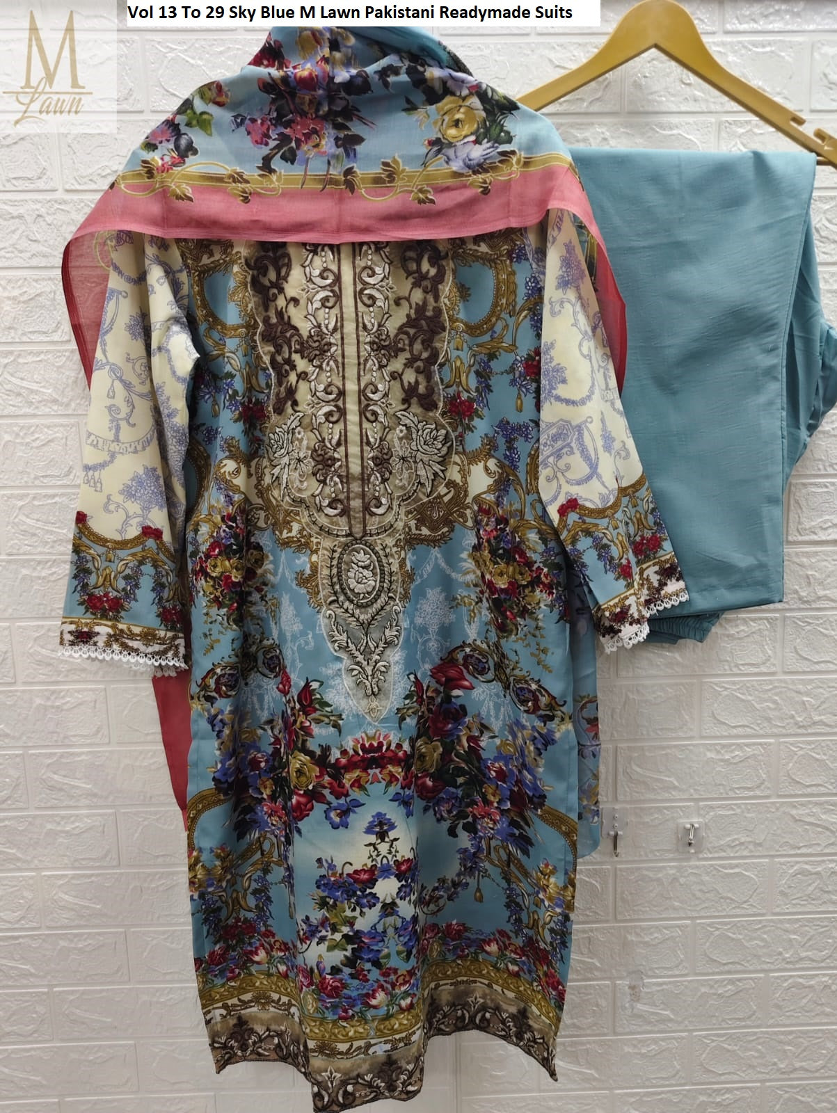 Vol 13 To 29 Sky Blue M Lawn Pakistani Readymade Suits