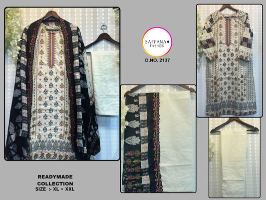 2137Cream Saffana Pakistani Readymade Suits