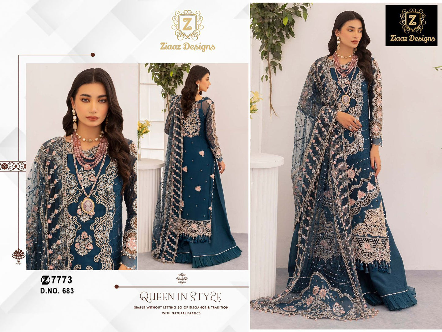 683 Ziaaz Designs Embroidered Pakistani Salwar Suits