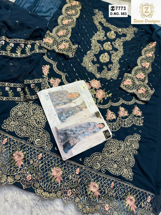683 Ziaaz Designs Embroidered Pakistani Salwar Suits