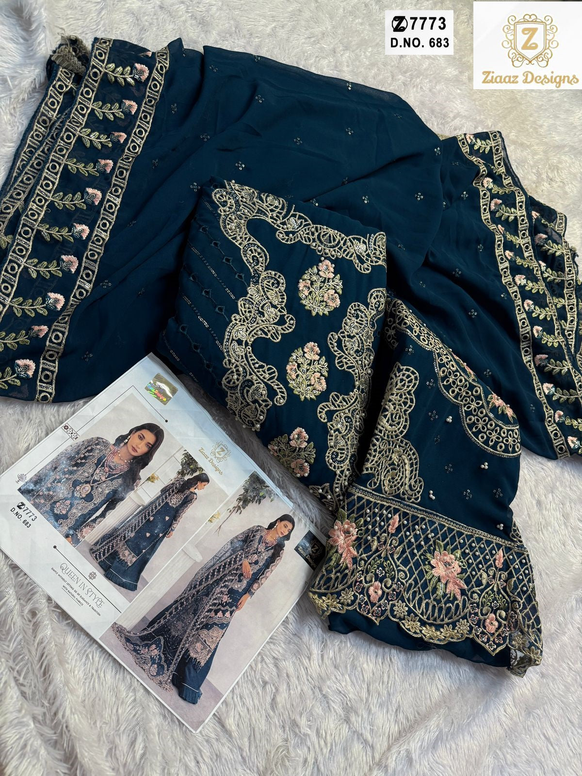 683 Ziaaz Designs Embroidered Pakistani Salwar Suits