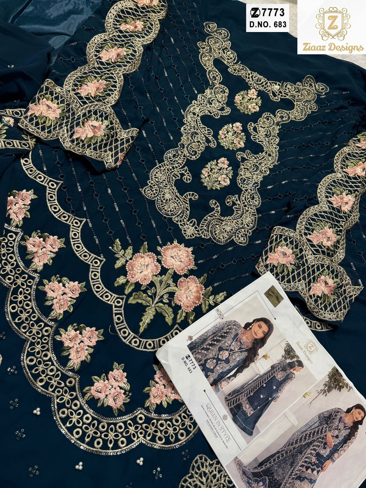 683 Ziaaz Designs Embroidered Pakistani Salwar Suits