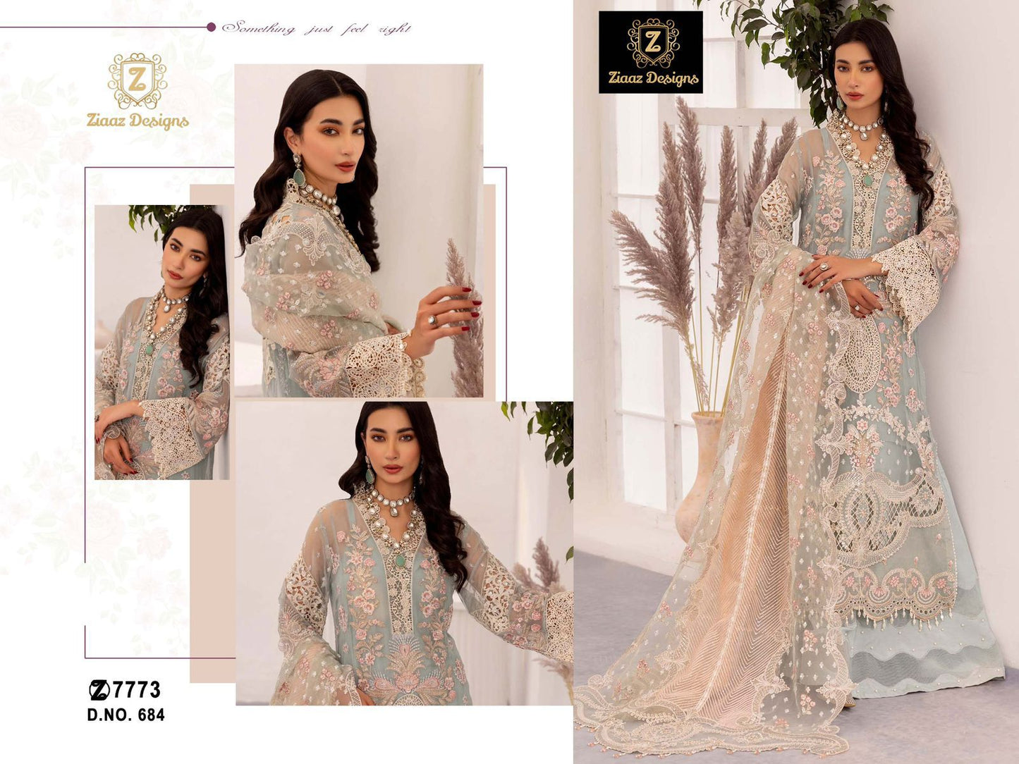 684 Ziaaz Designs Embroidered Pakistani Salwar Suits