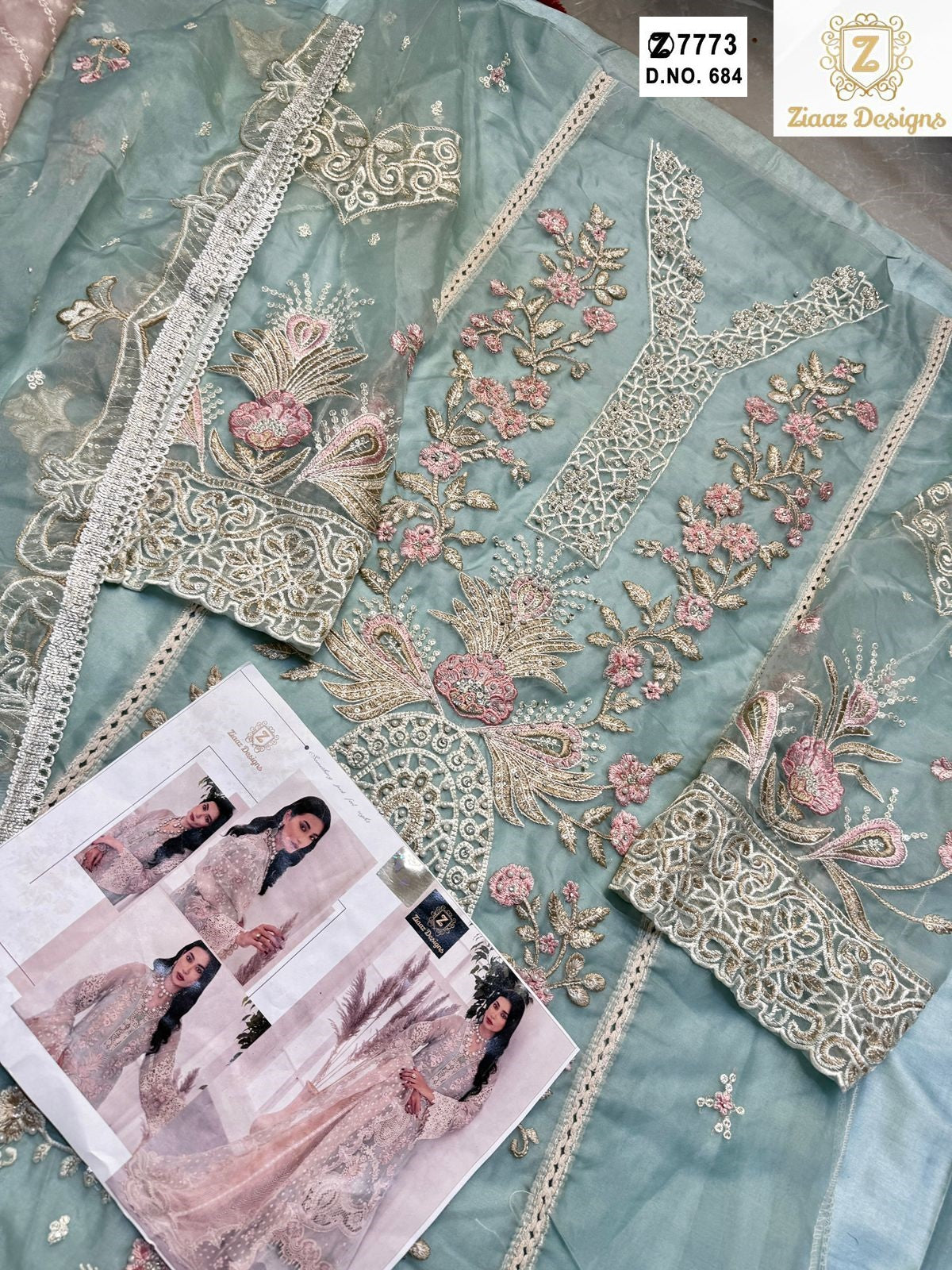 684 Ziaaz Designs Embroidered Pakistani Salwar Suits