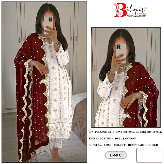 68C Bilqis Khatli Neck Pakistani Salwar Suits