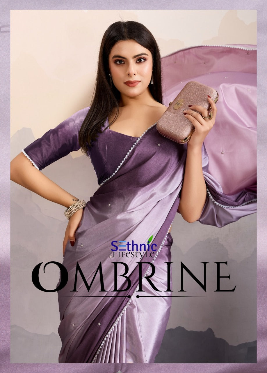 69003 Ombrine Sethnic Crepe Satin Sarees