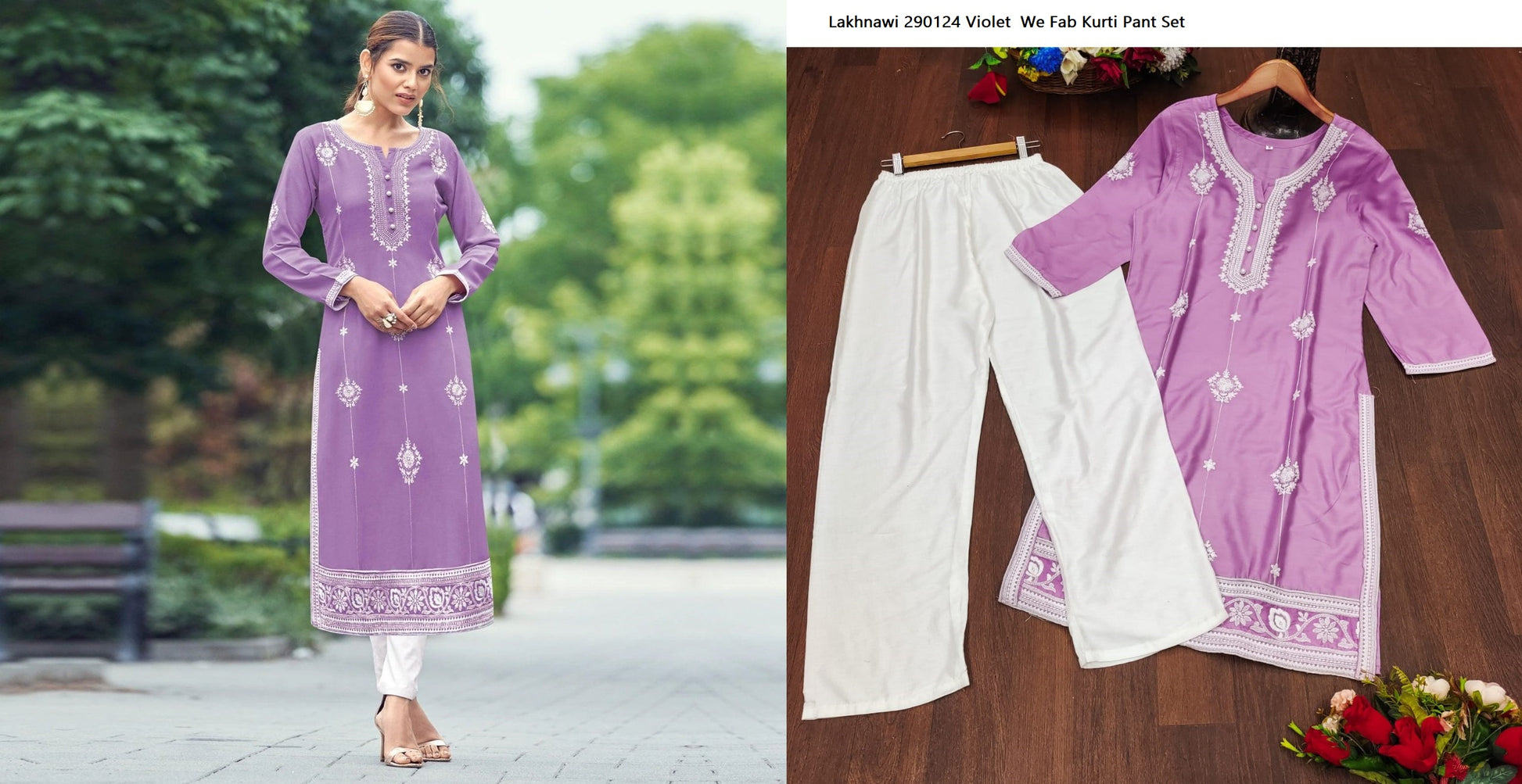 Lakhnawi 290124 Violet We Fab Kurti Pant Set