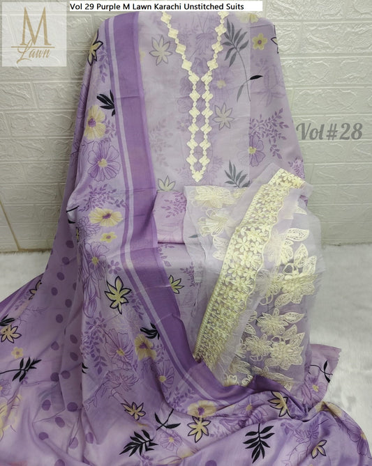 Vol 29 Purple M Lawn Karachi Unstitched Suits