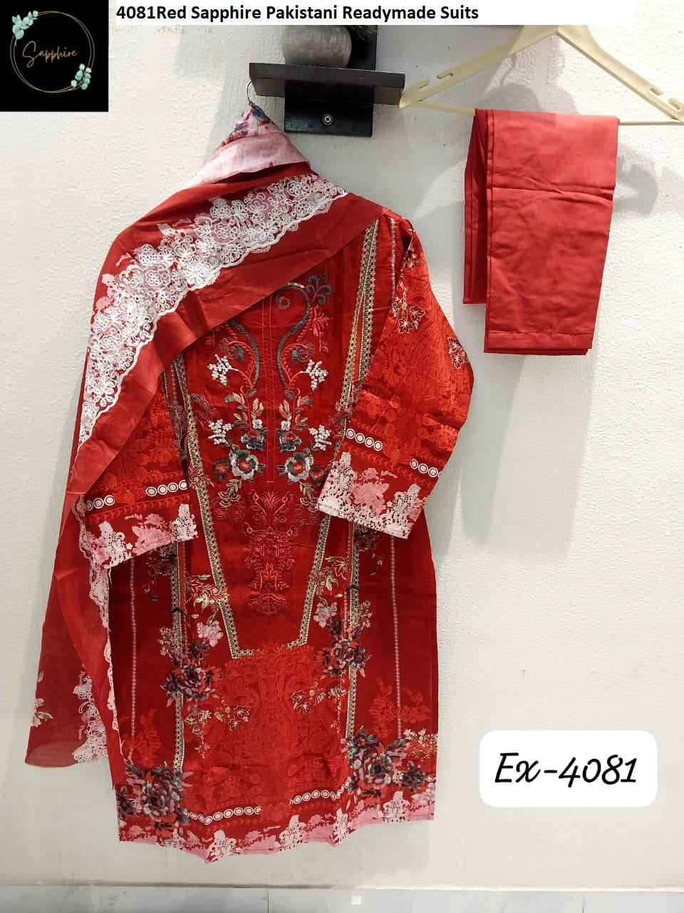 4081Red Sapphire Pakistani Readymade Suits