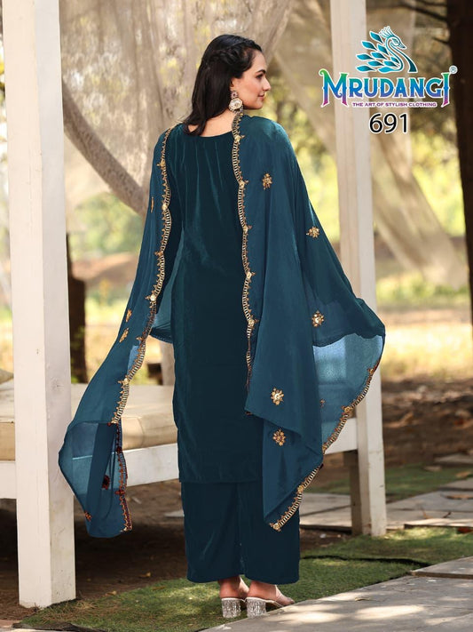 691 Verona Mrudangi Pure Velvet Readymade Velvet Suits