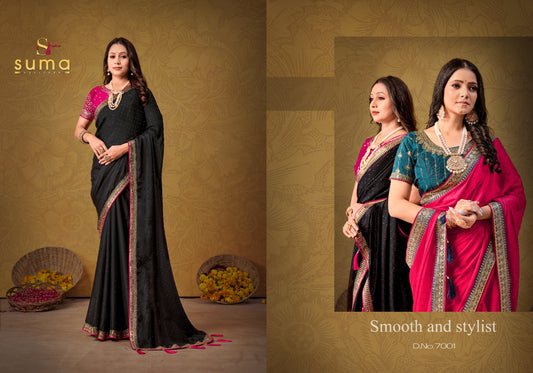 7001 Durgi Suma Designer Balck Rangoli Sarees