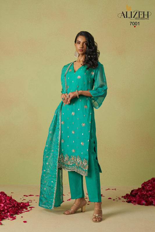 7001 Gulaabo Alizeh Shimmer Unstitched Suits