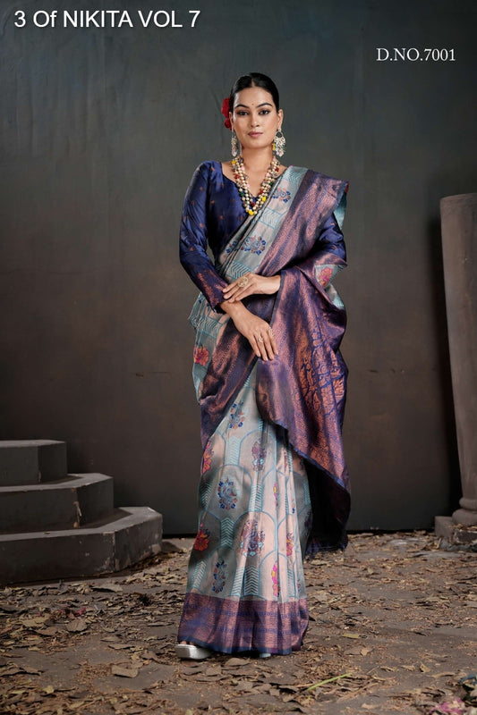 7001 Nikita Vol 7 3 Of Kanchi Silk Sarees
