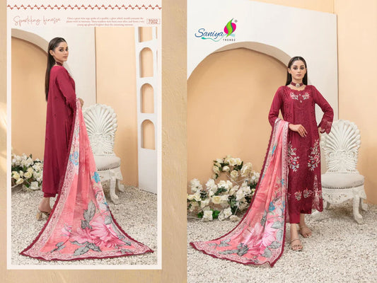 7002 Rang Rasiya Nx Vol 7 Saniya Trendz Cotton Pakistani Salwar Suits
