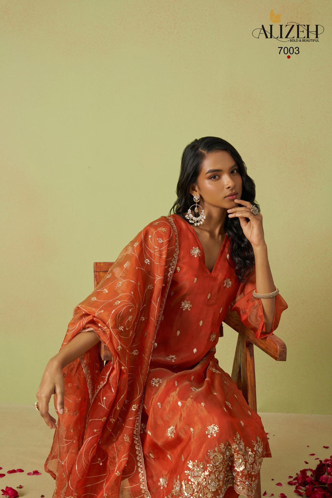 7003 Gulaabo Alizeh Shimmer Unstitched Suits