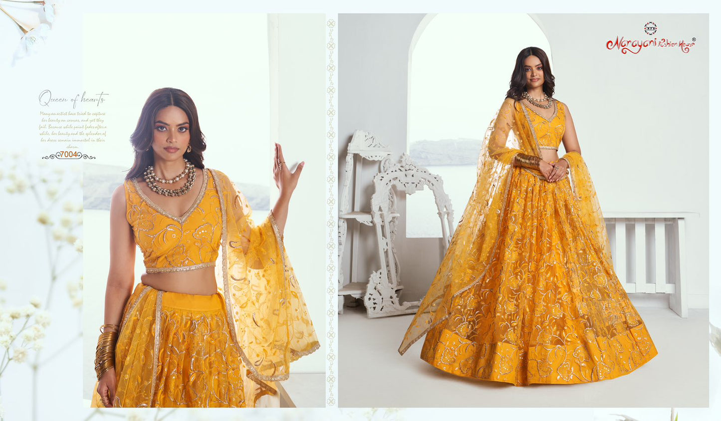 7004 Chandrakala Vol 1 Narayani Fashion House Butterfly Net Lehenga Choli