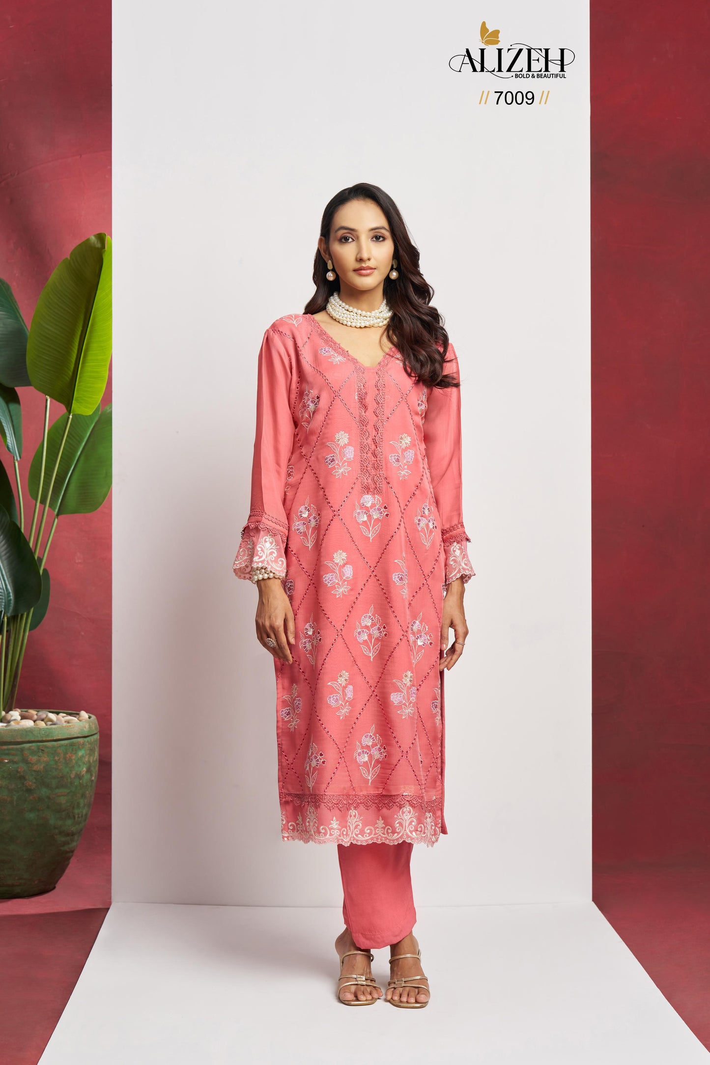 7009 Saadgi Alizeh Embroidery Unstitched Suits