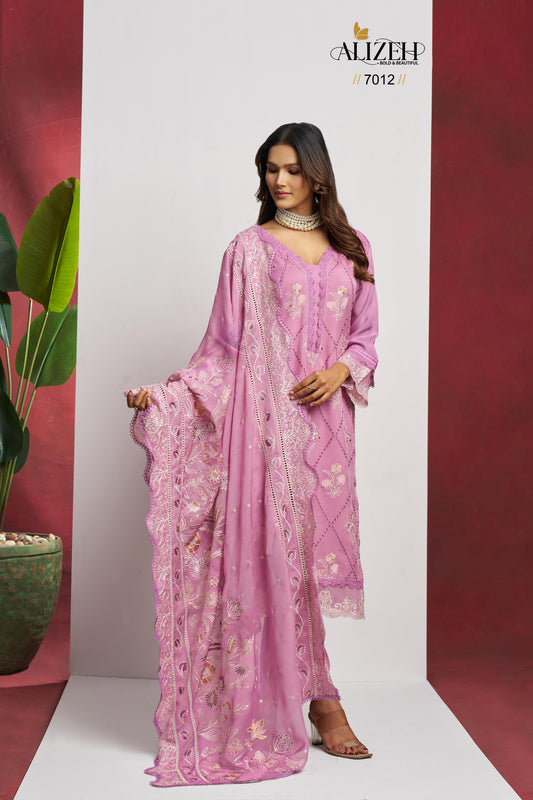 7012 Saadgi Alizeh Embroidery Unstitched Suits