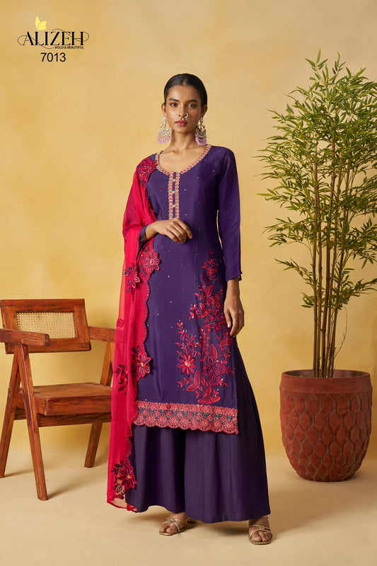 7013 Shagun-1 Alizeh Pure Organza Readymade Suits