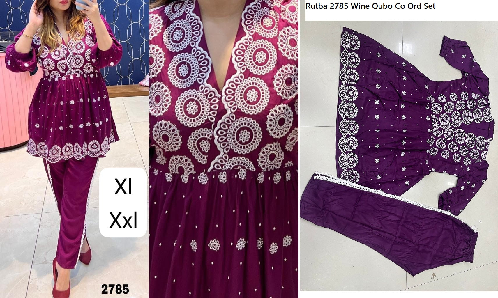 Rutba 2785 Wine Qubo Co Ord Set