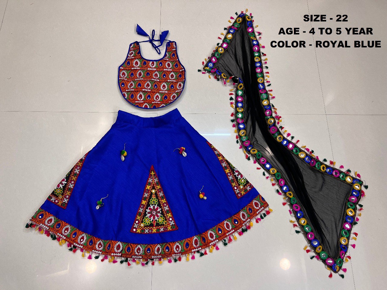 Kids1007 Royal Blue Navratri Garba Girls Chaniya Choli