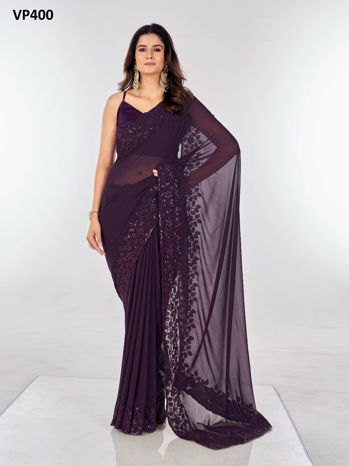 Vp400 Villa Fashion Berry Sarees