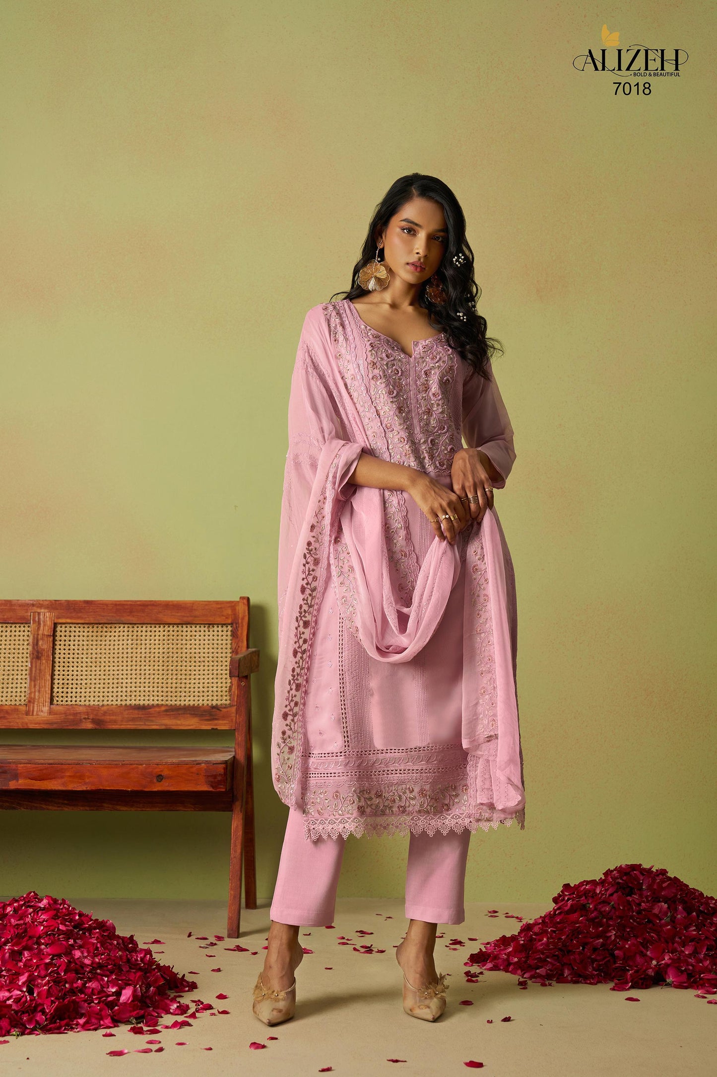 7018 Saadgi Vol 2 Alizeh Pure Organza Unstitched Suits