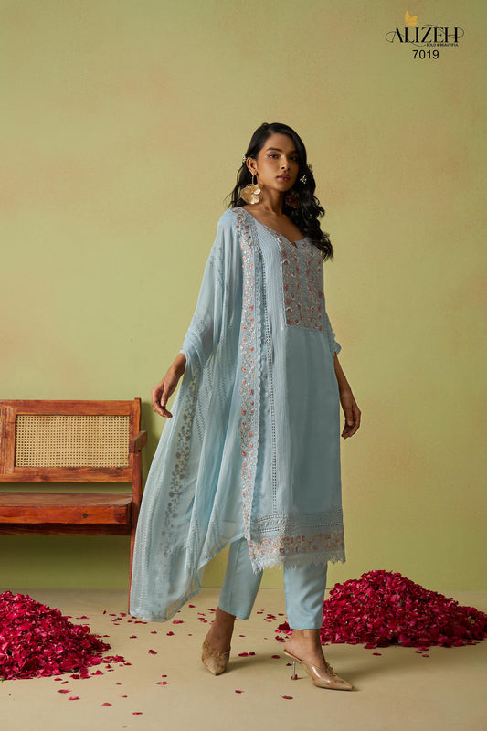 7019 Saadgi 2 Alizeh Organza Readymade Suits