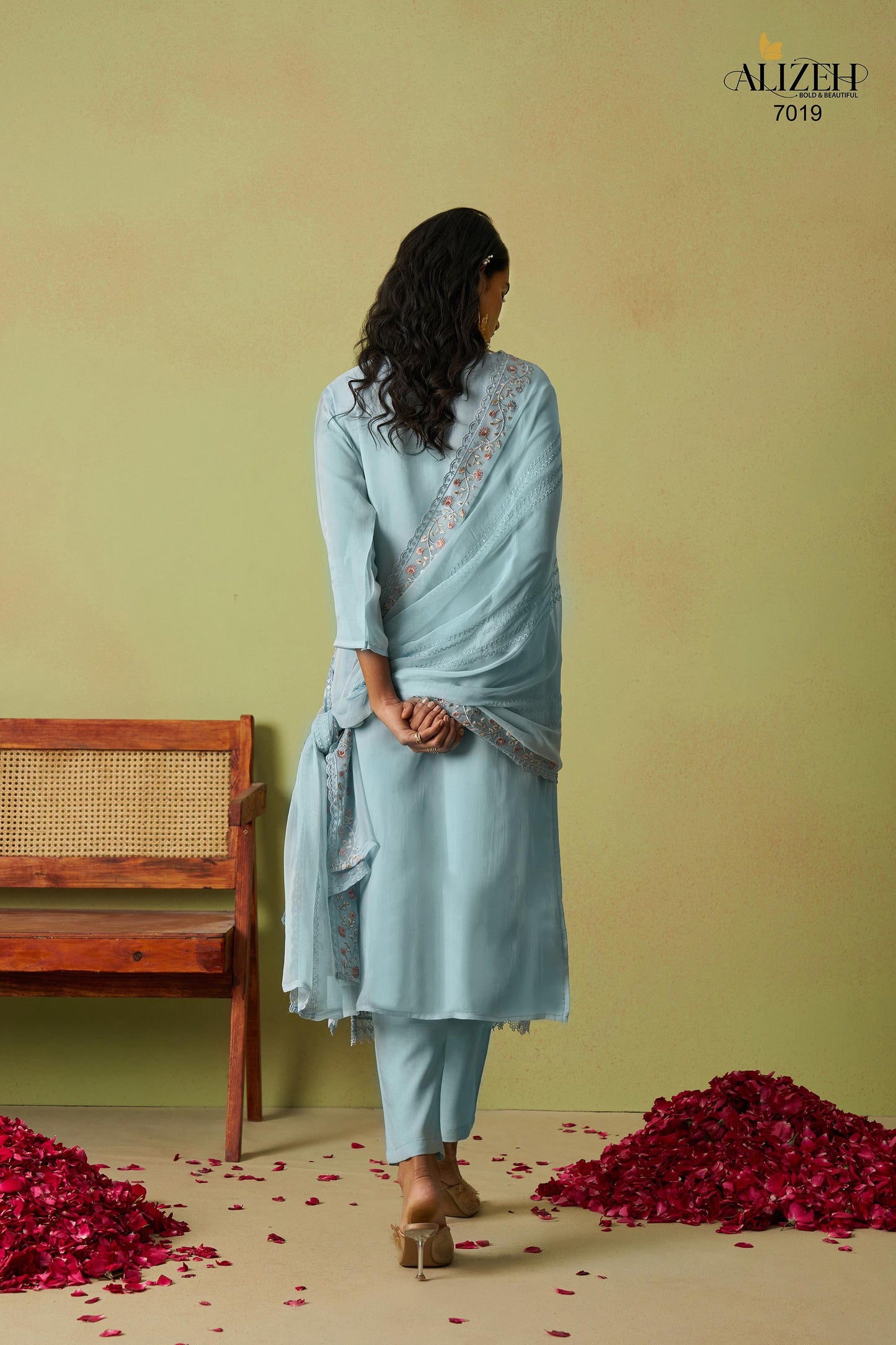 7019 Saadgi Vol 2 Alizeh Pure Organza Unstitched Suits