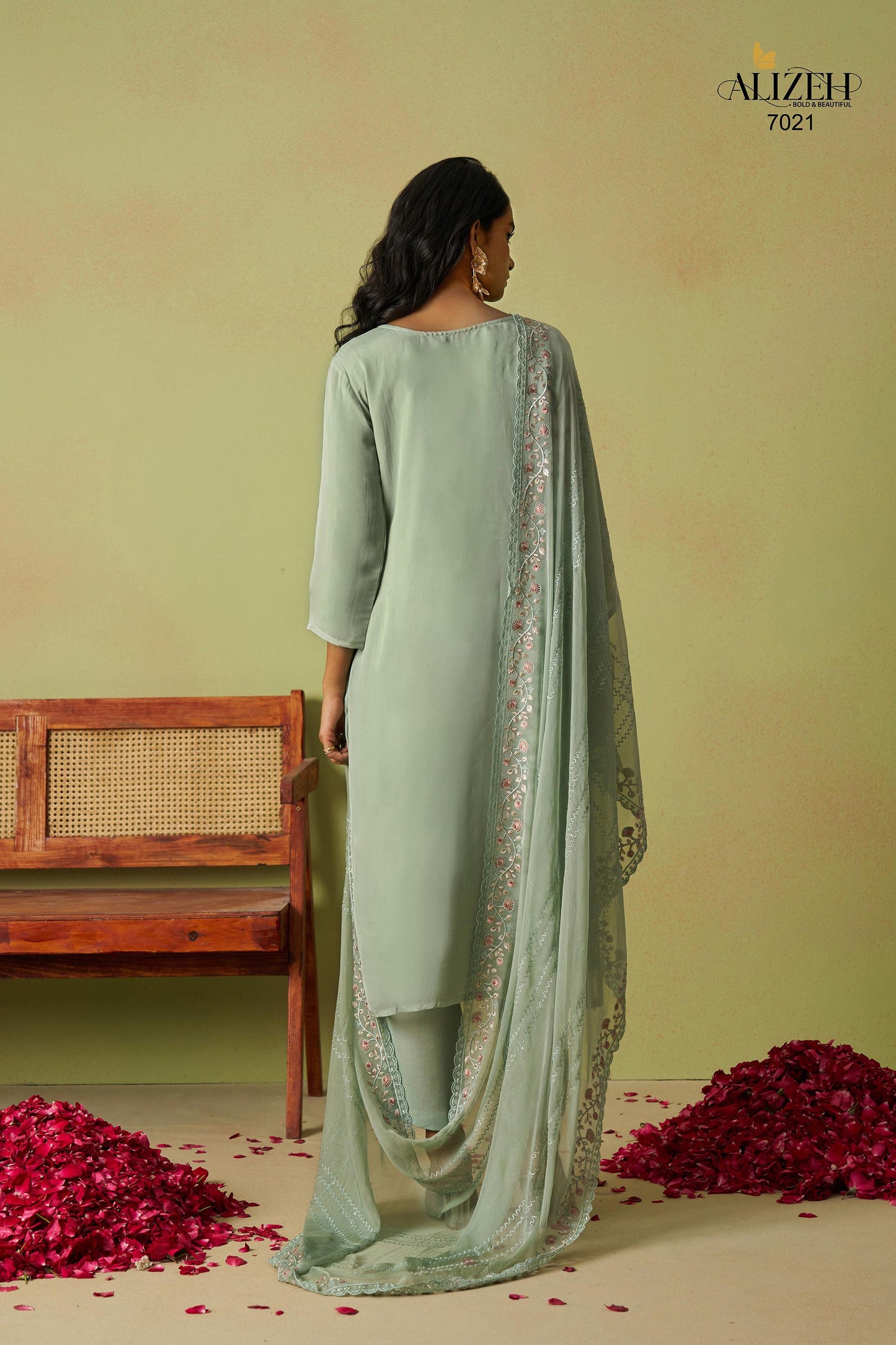 7021 Saadgi Vol 2 Alizeh Pure Organza Unstitched Suits