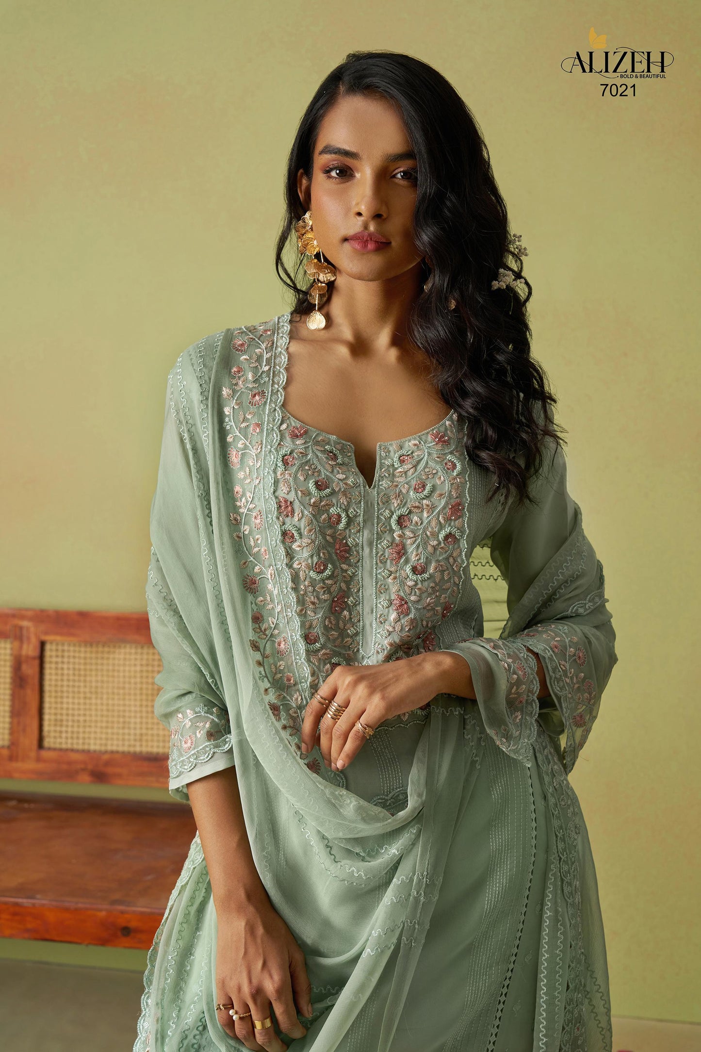 7021 Saadgi Vol 2 Alizeh Pure Organza Unstitched Suits