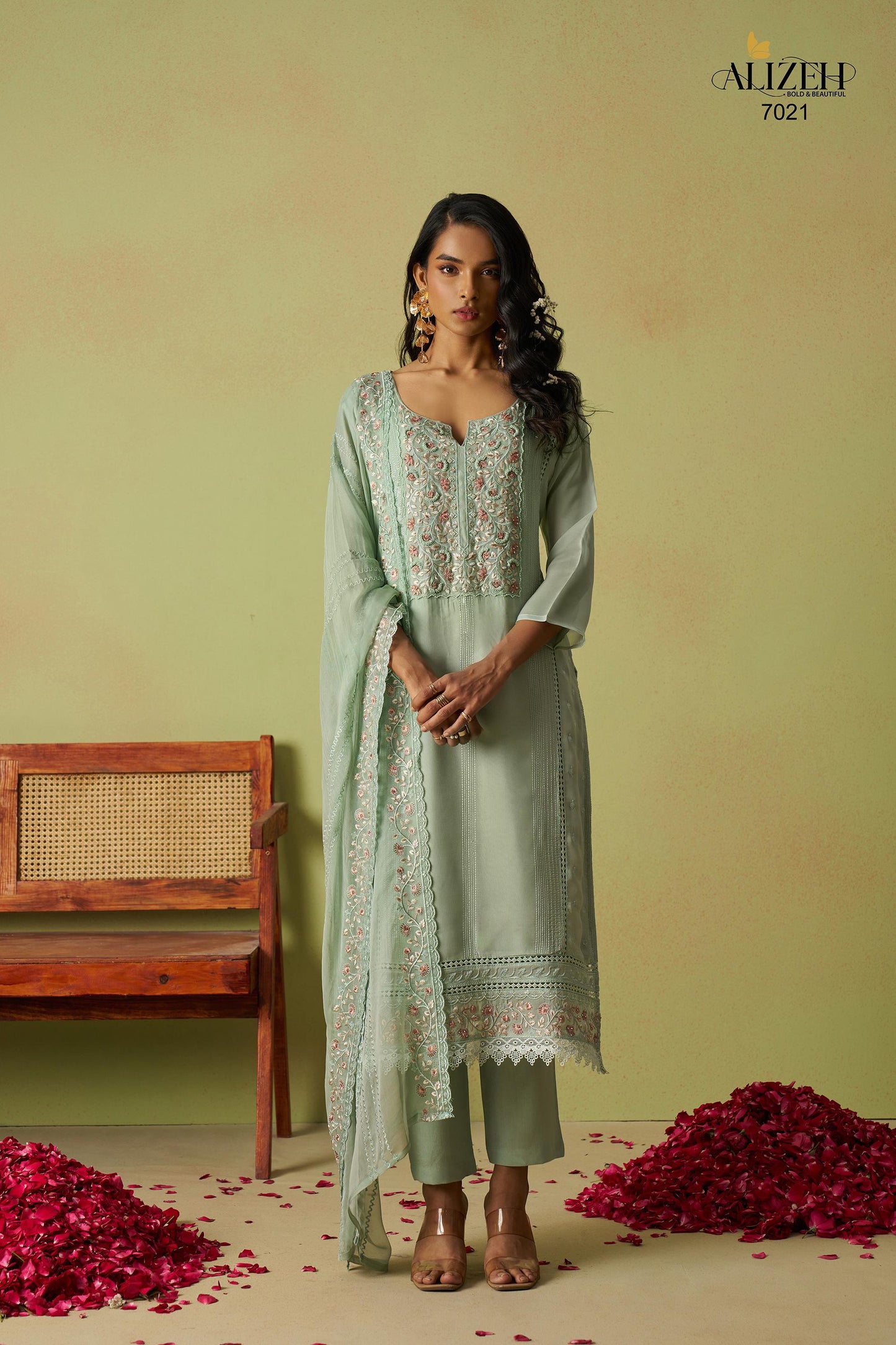 7021 Saadgi Vol 2 Alizeh Pure Organza Unstitched Suits