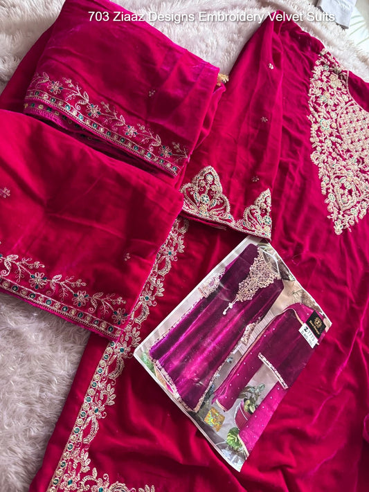 703 Ziaaz Designs Embroidery Velvet Suits