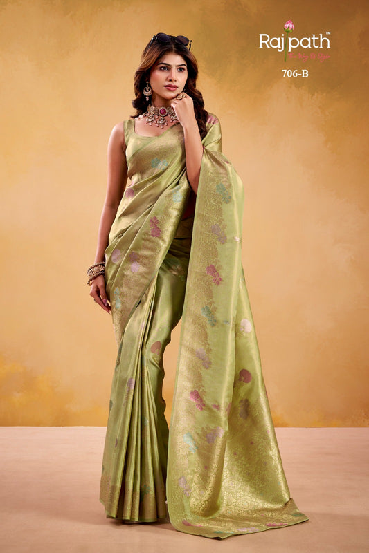 706-B Korian Rajpath Kora Tissue Sarees