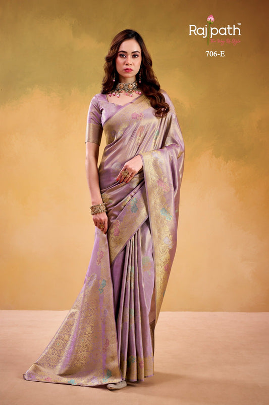 706-E Korian Rajpath Kora Tissue Sarees